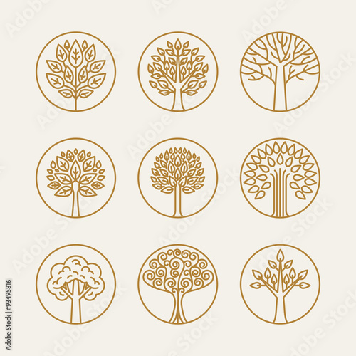 Vector set of linear icons and logo design elements in trendy mo