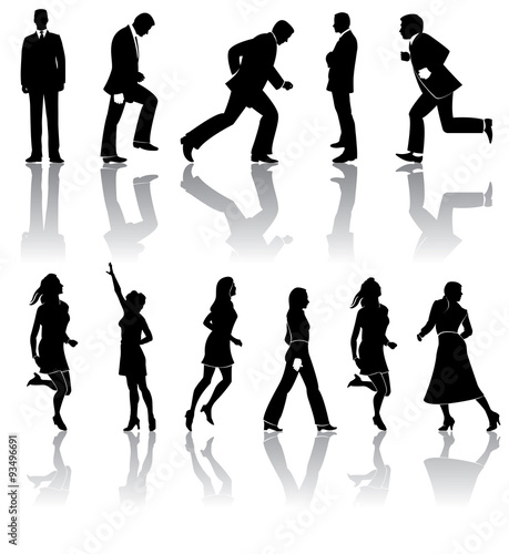 Assorted Businesspeople, both men and women in silhouette