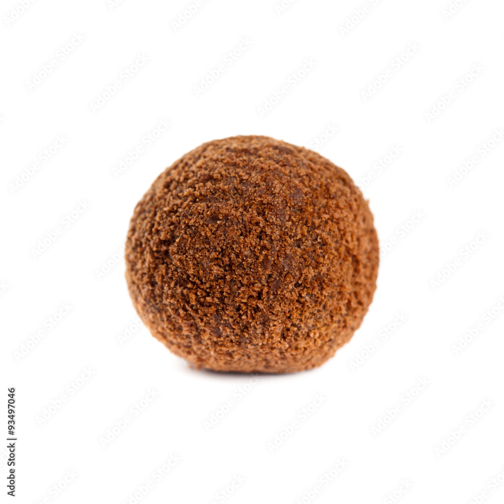 Chocolate Cocoa Honey Balls on white background. Macro with shallow dof. Selective focus.