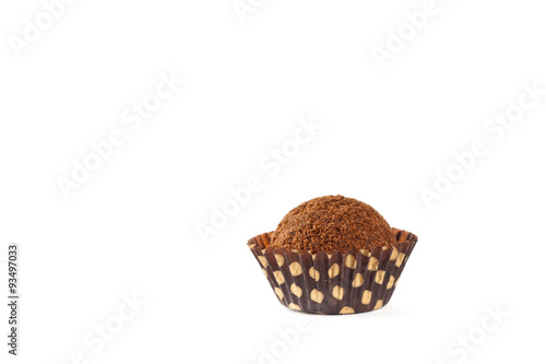 Chocolate Cocoa Honey Balls on white background. Macro with shallow dof. Selective focus.