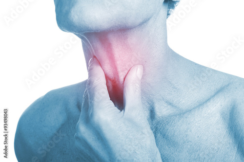 senior man with throat or neck irritation