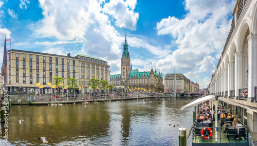 Obraz na płótnie Hamburg city center with town hall and Alster river, Germany w salonie