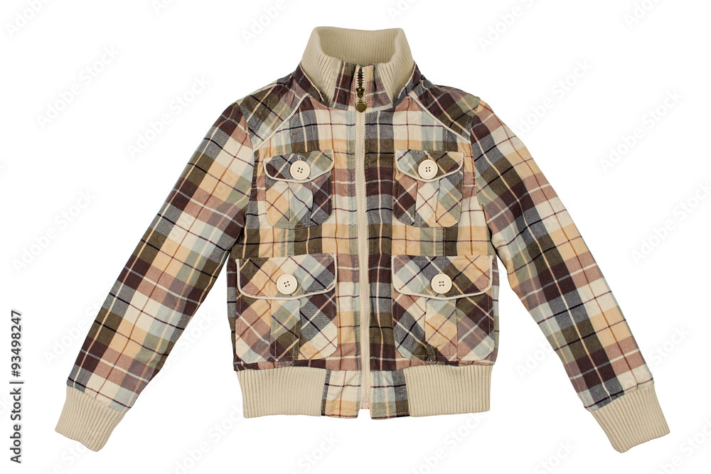 Plaid women jacket, isolated on pure white background Plaid women jacket, isolated on pure white background