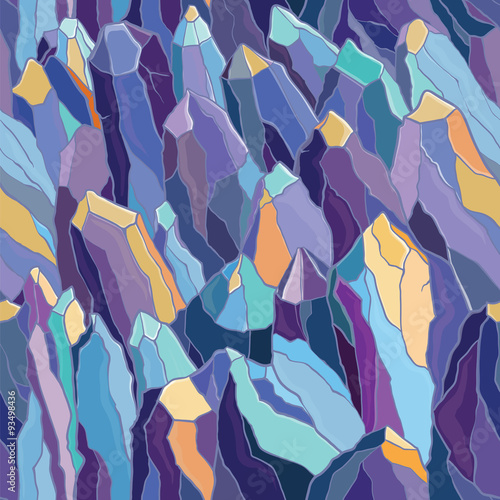 Photos seamless pattern with crystals and stones