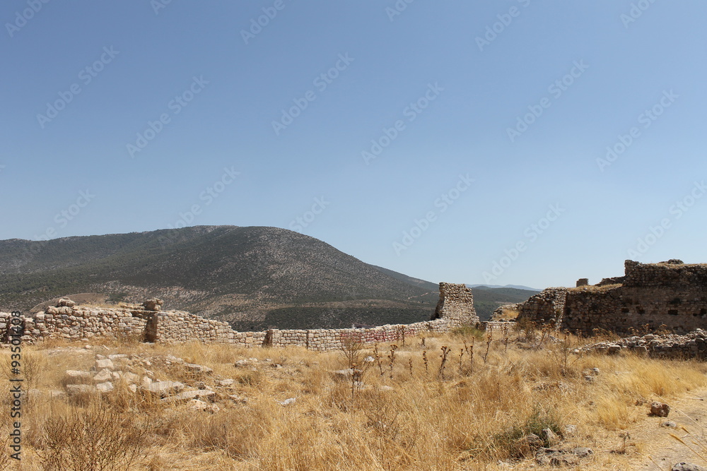 Ancient fortress ruins Bechin in the province of Milas, Turkey
