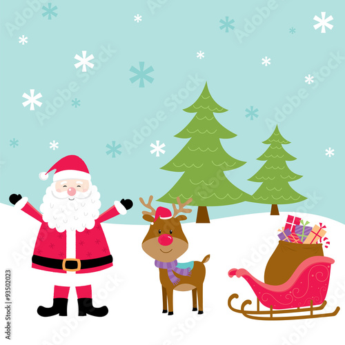 Santa Claus and Reindeer vector design illustration . EPS 10 & HI-RES JPG Included © mrartngm