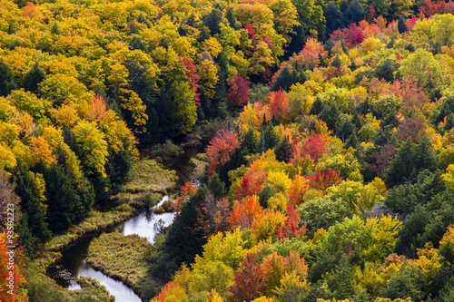 Beautiful Fall colors at Porcupine Mountains in autumn. Top of the Clouds at Porcupine Mountains State Park in October.