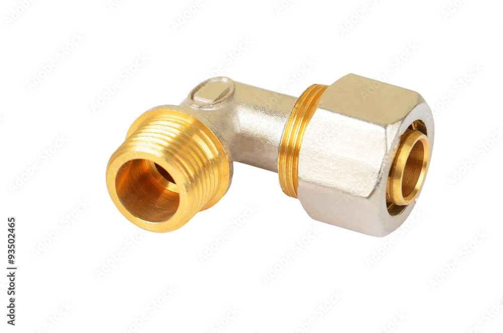Angle plumbing fitting, isolated on white background Angle plumbing fitting, isolated on white background