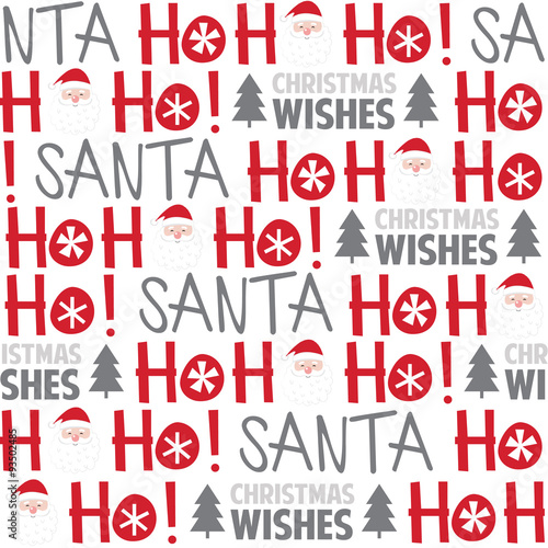 Seamless background with Ho ho ho and santa design suitable for wrapping, wallpaper, decoration background