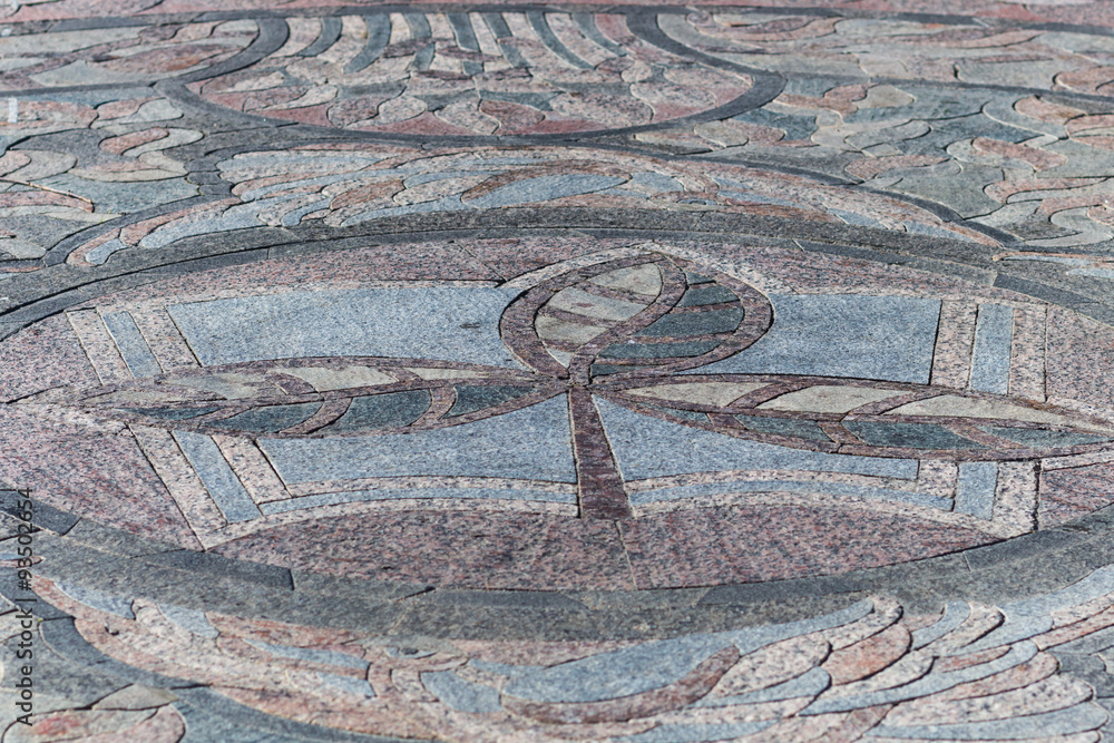 granite leaf-like coloured  mosaic element