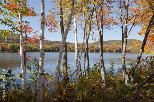 An autumn view of Cheshire Lake in the Berkshire Mountains of Western Massachusetts. photo