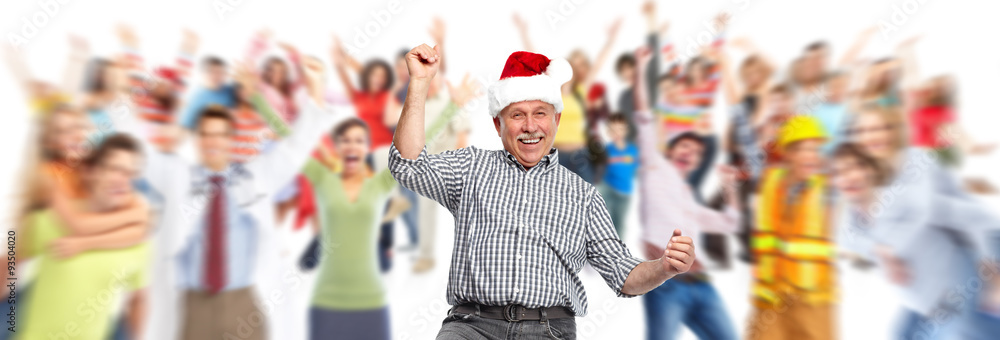 Naklejka premium Christmas people crowd with gifts.