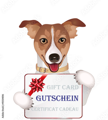 Dog with gift card
