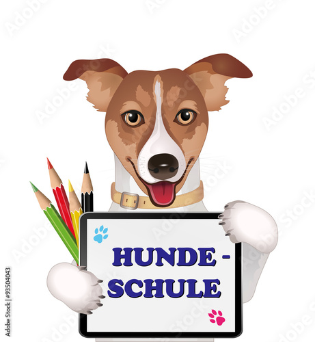 Dog school advertising in german,  Vector illustration isolated on white background   © Engel73