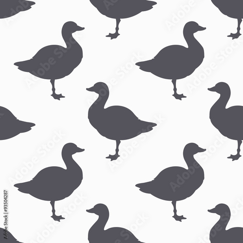 Farm bird silhouette seamless pattern. Goose meat