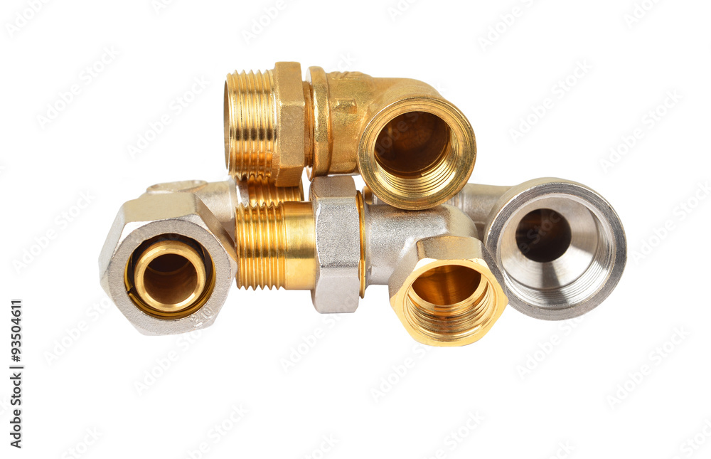 Angle plumbing fitting, isolated on white background