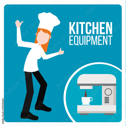 kitchen equipment illustration over blue color background