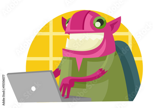 monstruo usando una computadora