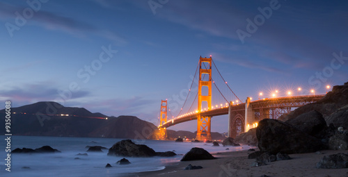 Golden-Gate Bridge at Dusk. Marshall's Beach, San Francisco