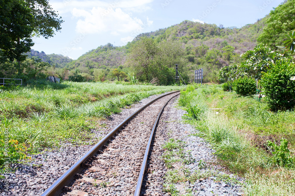 Railway in sunny day, Thailand. It is classical railway. Railway in sunny day, Thailand. It is classical railway.