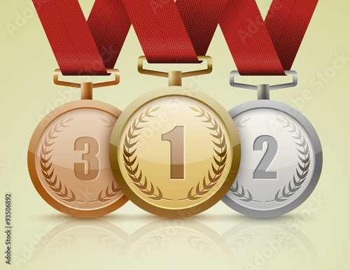 Set of gold, silver and bronze medals.vector