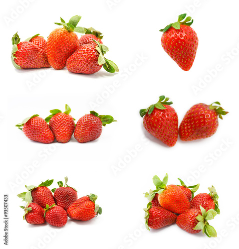 strawberries collection isolated on white background