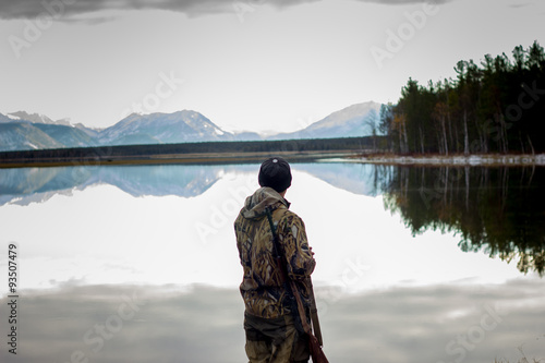 Hunter on the lake