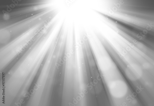 black and white glitter sparkle defocused rays lights bokeh abstract background.