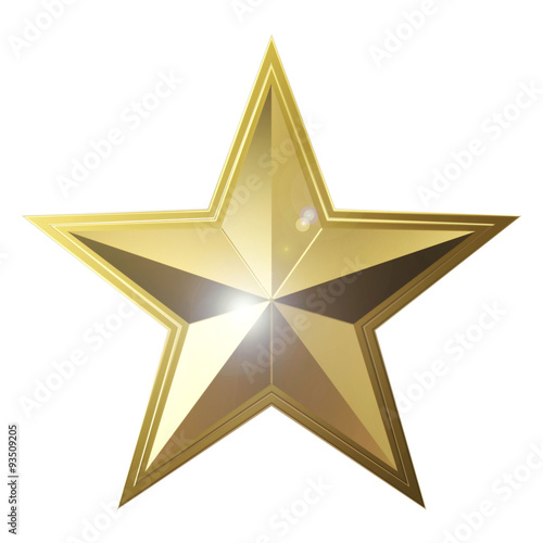 3d golden star isolated on white background