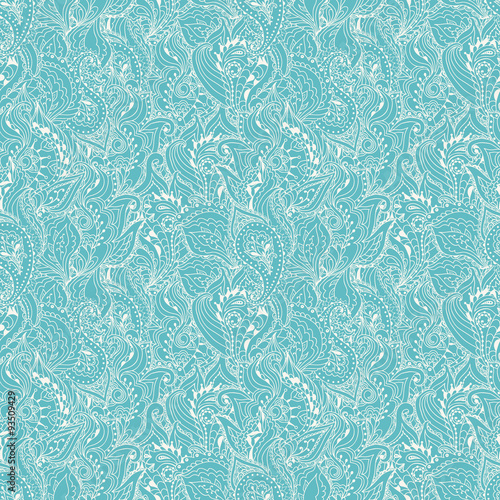 Seamless abstract floral pattern with motifs sea waves