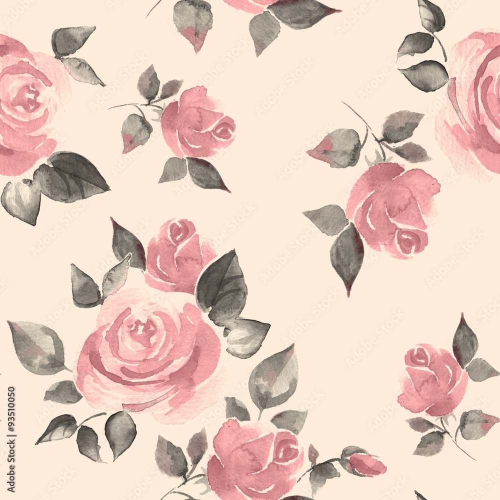 Background with beautiful roses. Seamless pattern with hand-drawn flowers 6 Background with beautiful roses. Seamless pattern with hand-drawn flowers 6