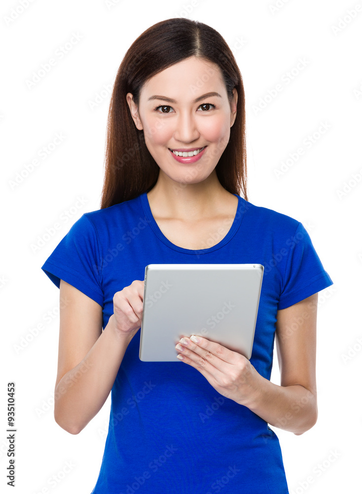 Young woman use of the tablet pc Young woman use of the tablet pc