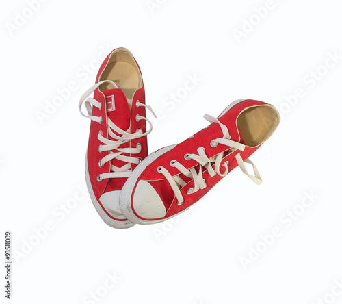 red canvas shoes with white background