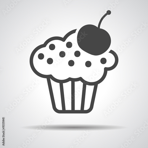 black cake icon with cherry