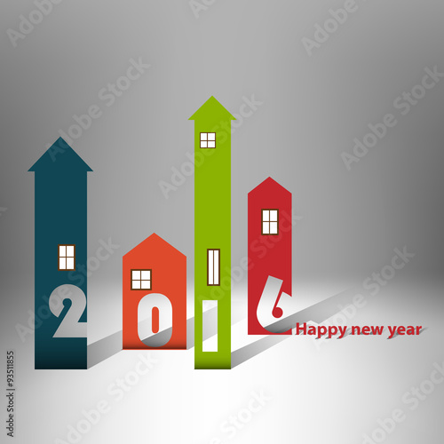 Housing background happy new year 2016 - Cover Calendar Design - Typography