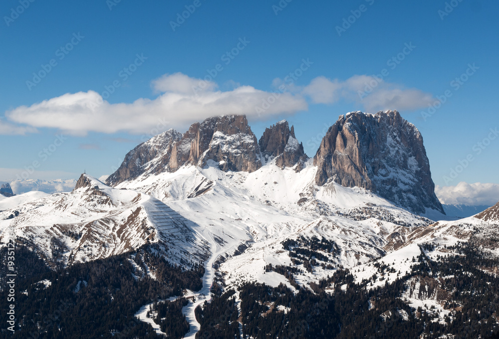 Dolomites Alps - overlooking the Sella group in Val Gardena. Italy ...