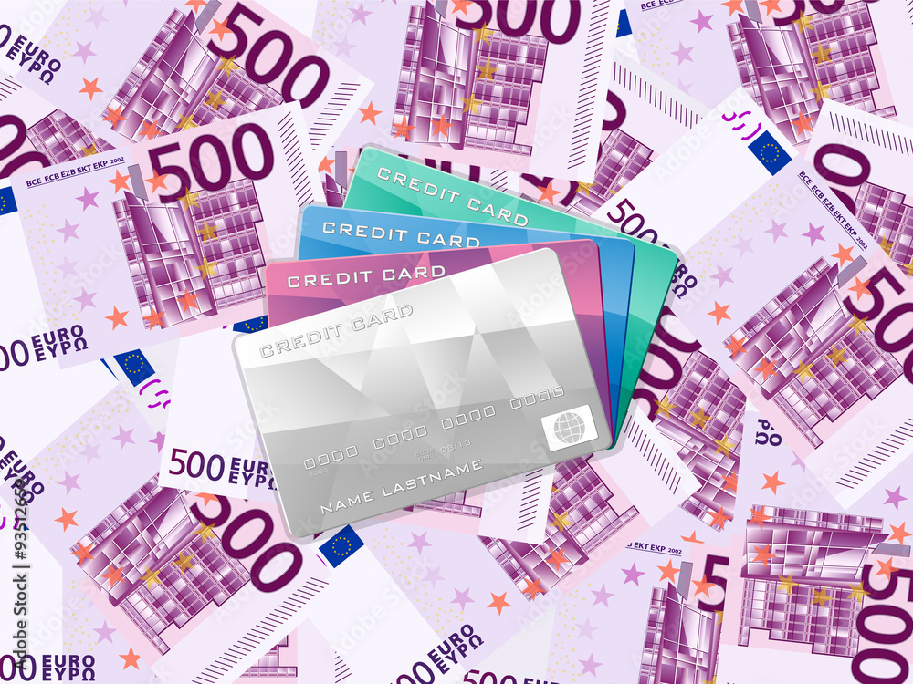 five hundred euro background and credit card five hundred euro background and credit card