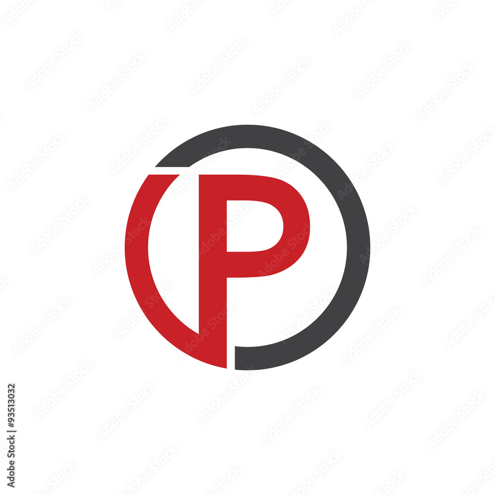 P initial circle company or PO, OP red logo P initial circle company or PO, OP red logo