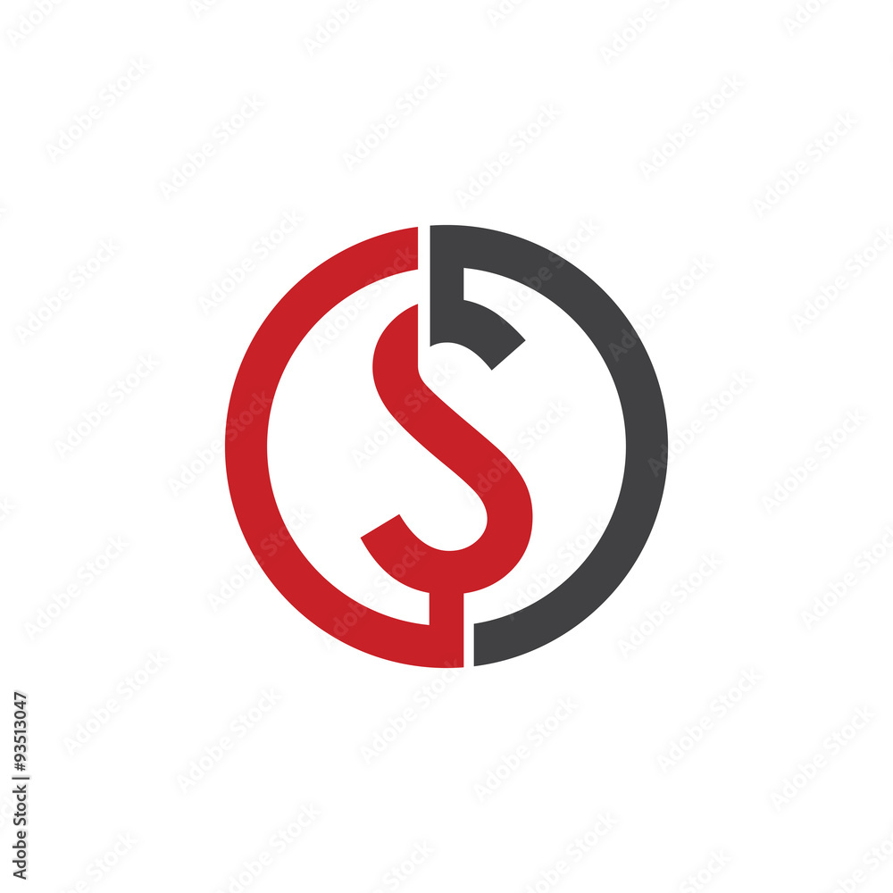 S initial circle company or SO, OS red logo S initial circle company or SO, OS red logo
