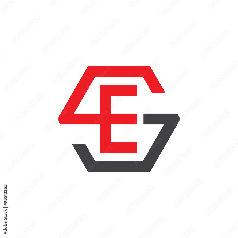 ES or SE letters, red hexagon S logo shape ES or SE letters, red hexagon S logo shape