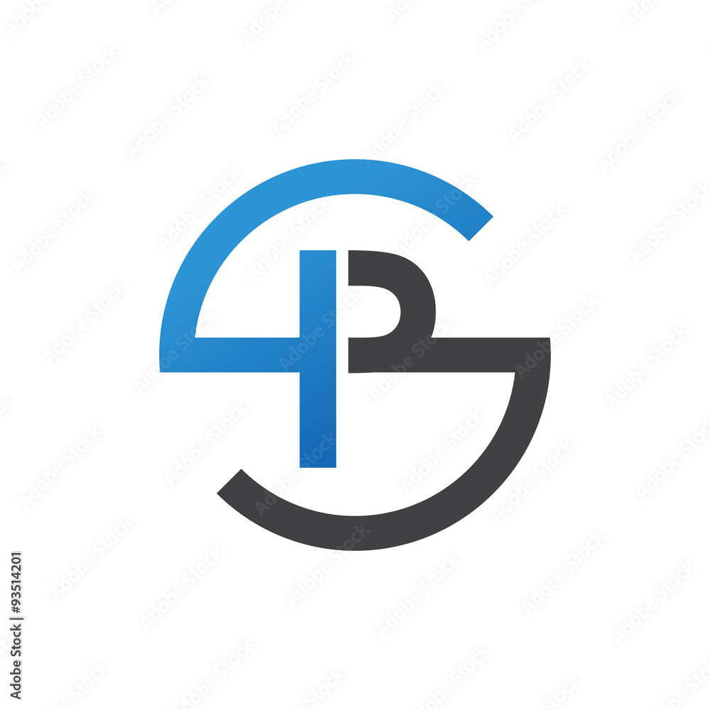 PS or SP letters, blue circle S logo shape PS or SP letters, blue circle S logo shape