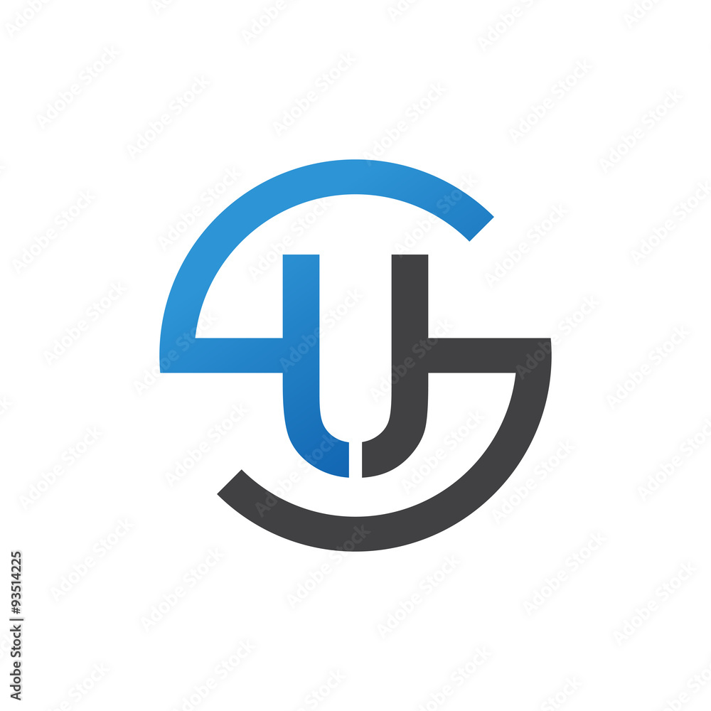 US or SU letters, blue circle S logo shape US or SU letters, blue circle S logo shape
