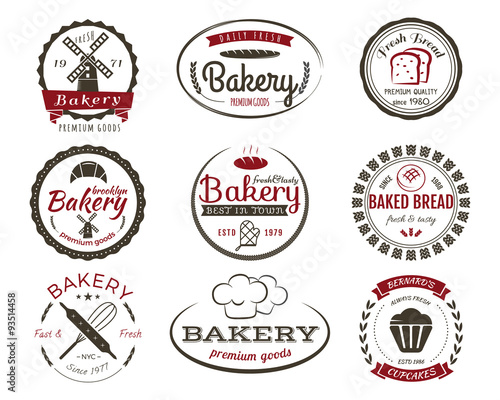 Set of bakery labels, bake badges and design elements, sweets