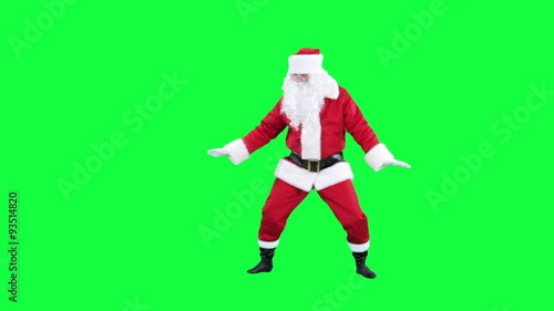 Santa Claus dancing chroma key (green screen). Santa funny dancing isolated on green

