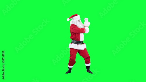 Santa Claus dancing chroma key (green screen). Santa funny dancing isolated on green

