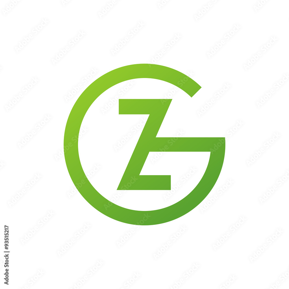 ZG or GZ letters, green circle G logo shape ZG or GZ letters, green circle G logo shape