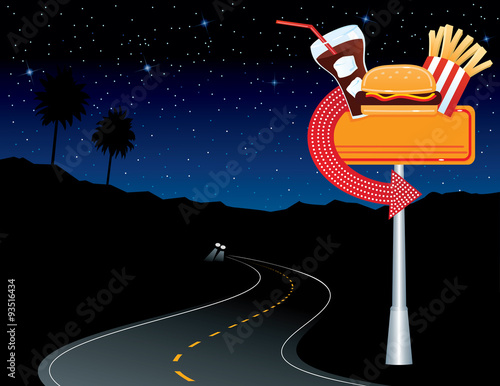 Diner sign in the desert