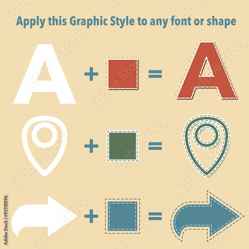 Stiched Graphic Styles for shapes and text.