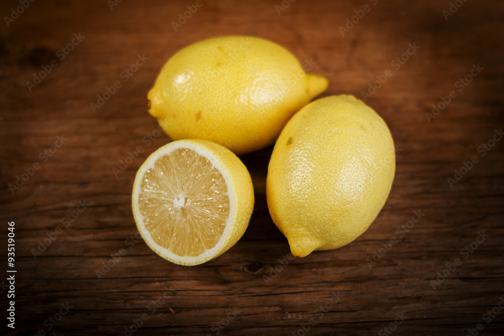 lemon on a wooden table