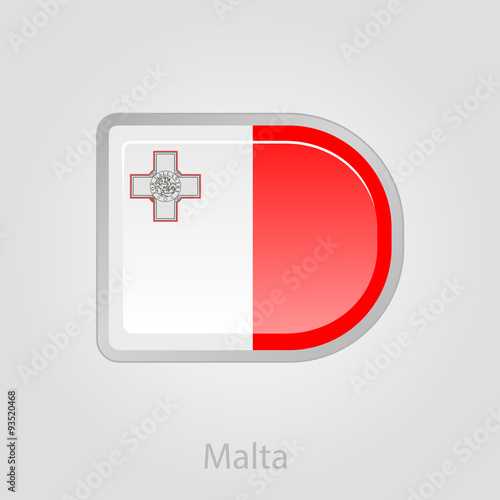 Malta flag button, vector illustration